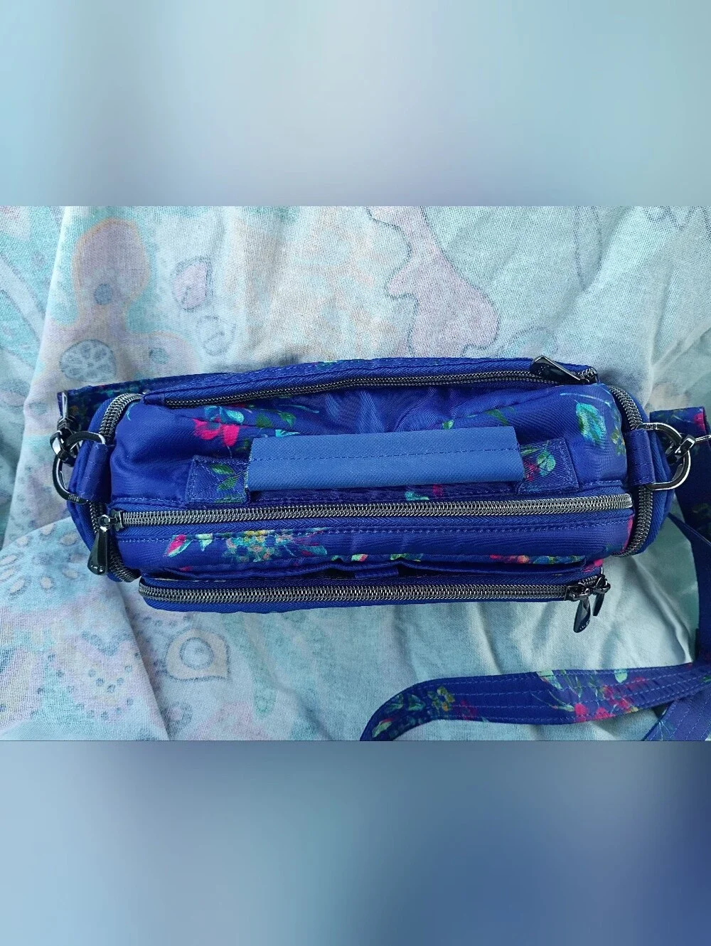 lug Trolley Crossbody Bag In Blue Floral